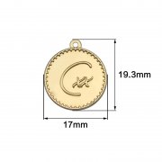 Zinc Alloy Customized logo Letter Embossed Round Charm Pendant Jewel Gold Metal Tag for Women Lingeri